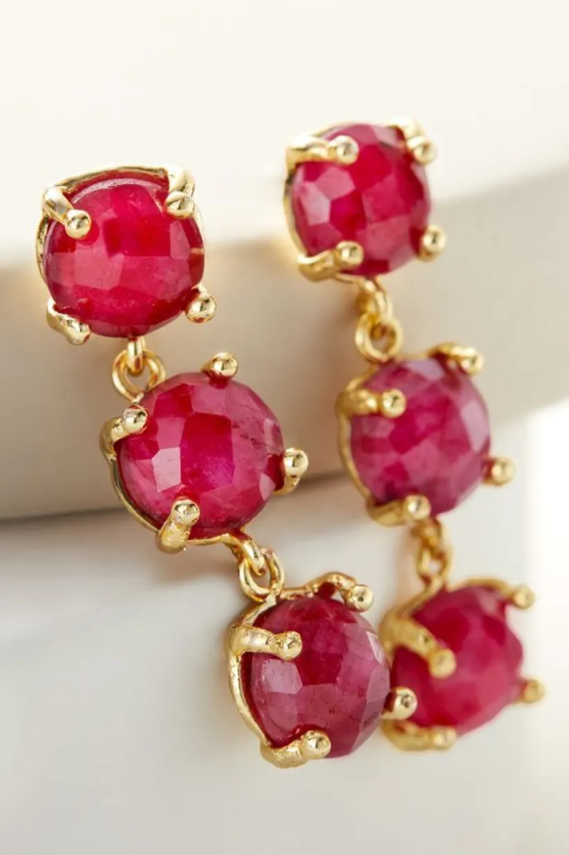 Soft Surroundings Alexandra Stone Earrings Berry New