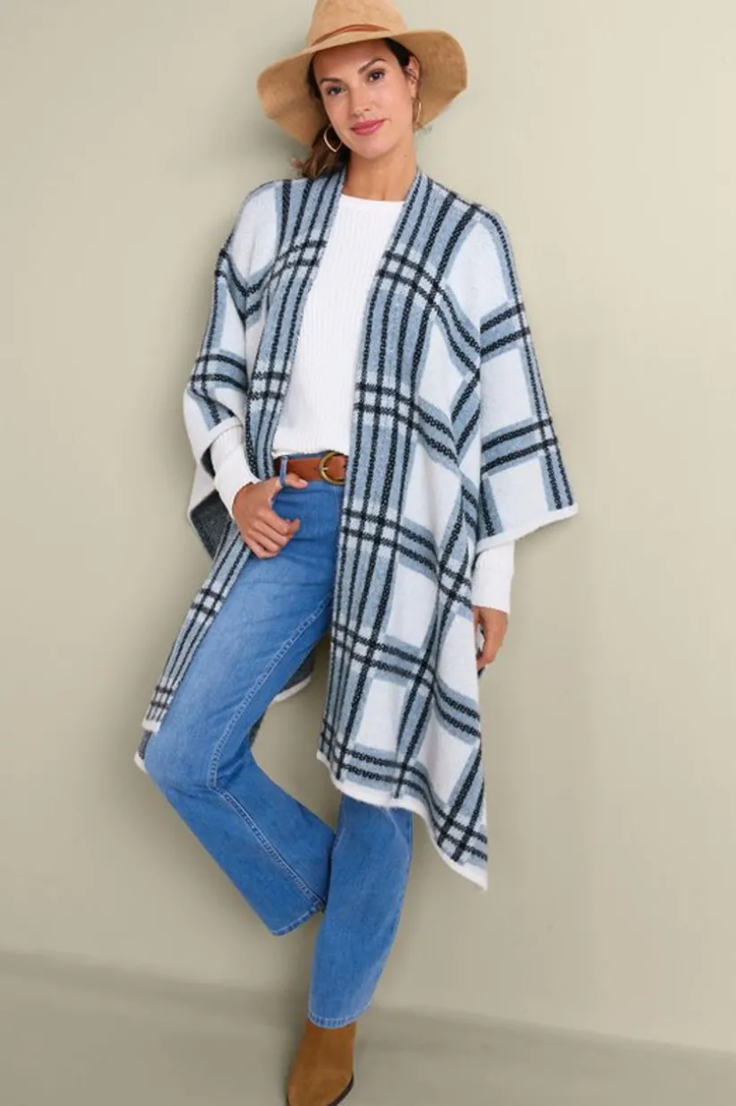 Soft Surroundings Braunwyn Plaid Wrap BlueWindowpanePlaid Shop