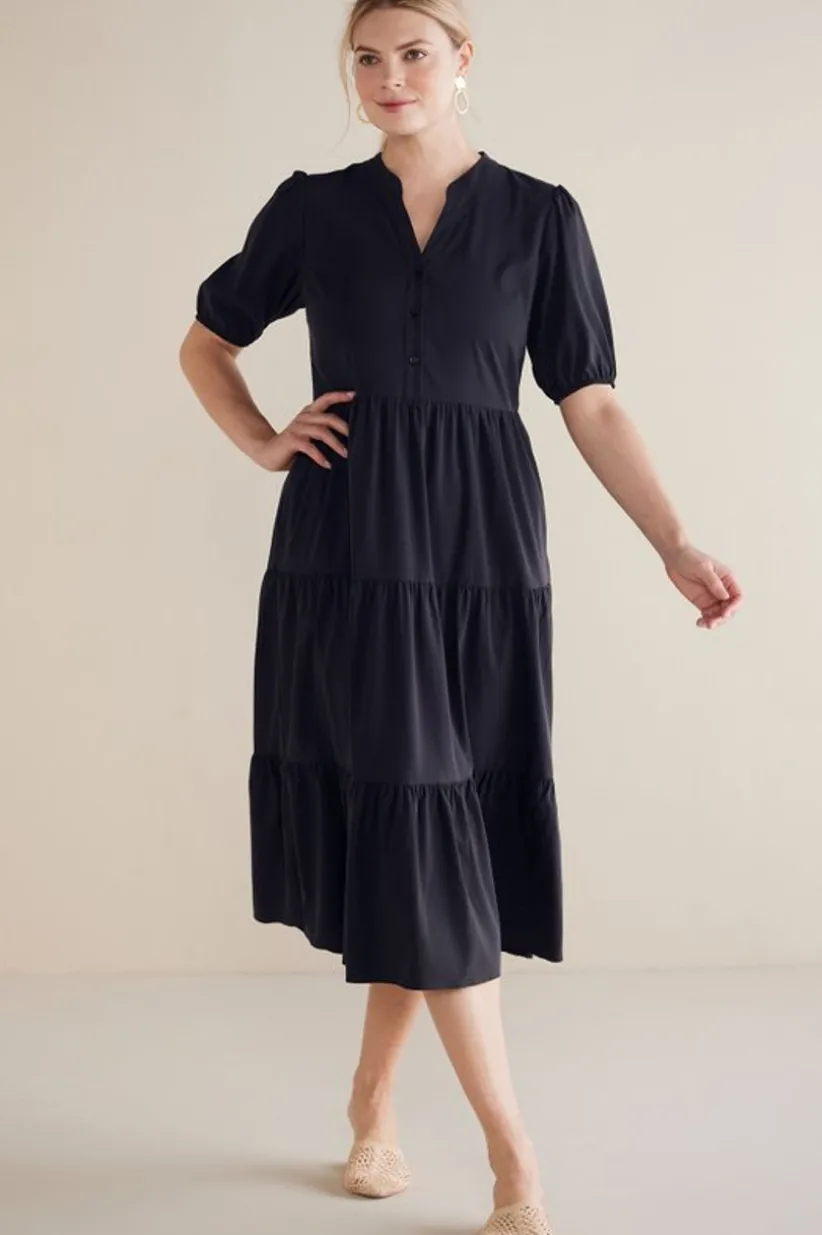 Soft Surroundings Claudia Midi Dress Black Fashion