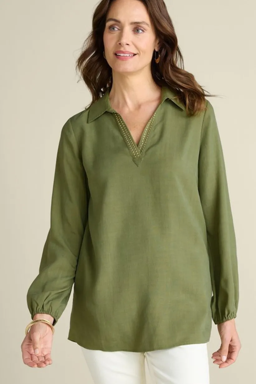 Soft Surroundings Delaine Tencel™ Tunic LodenGreen Hot