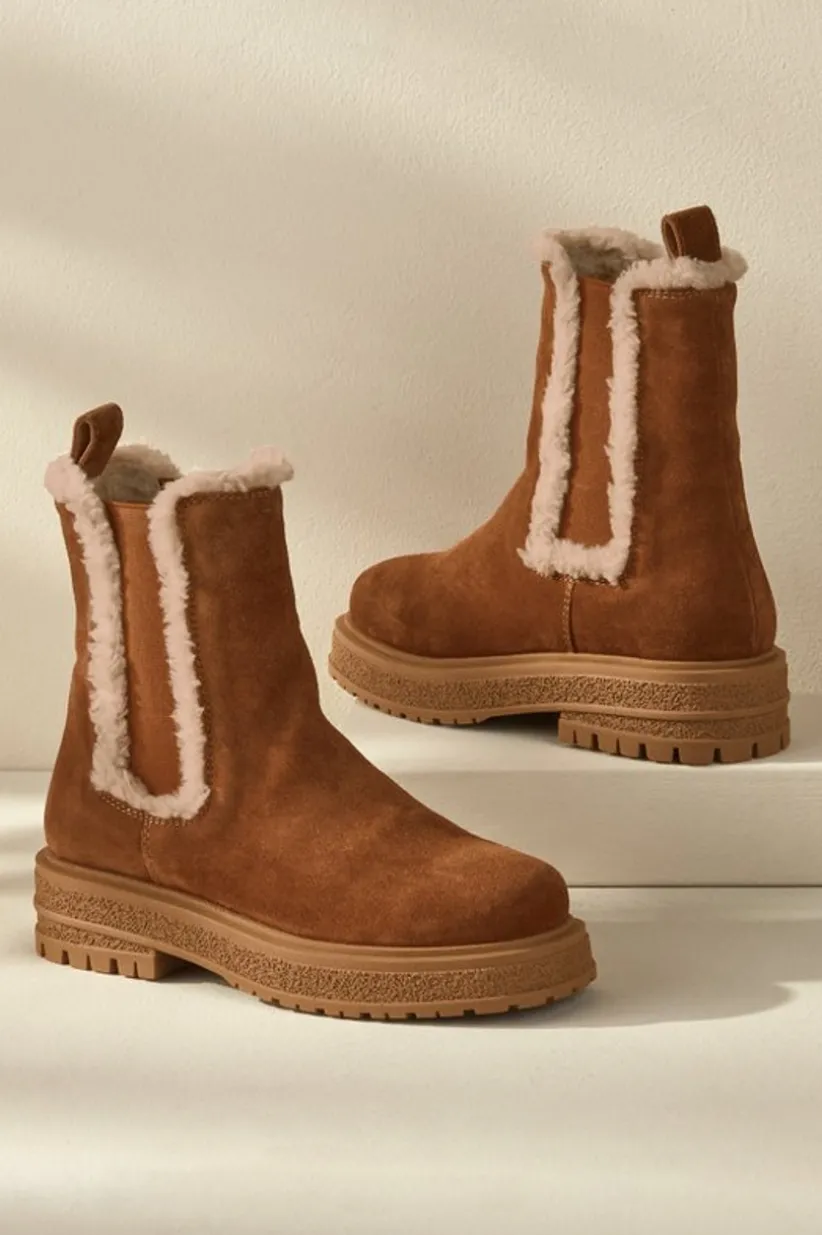 Soft Surroundings Diba True Temperature Shearling Boots Cognac New