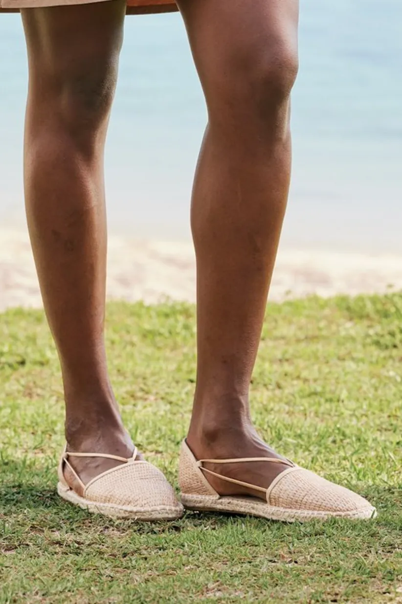 Soft Surroundings Eileen Fisher Lee Raffia Stretch Espadrille Natural New