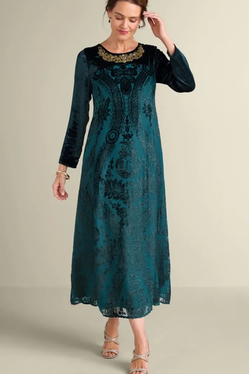 Soft Surroundings Emaline Velvet Burnout Maxi Dress JuneBug Clearance