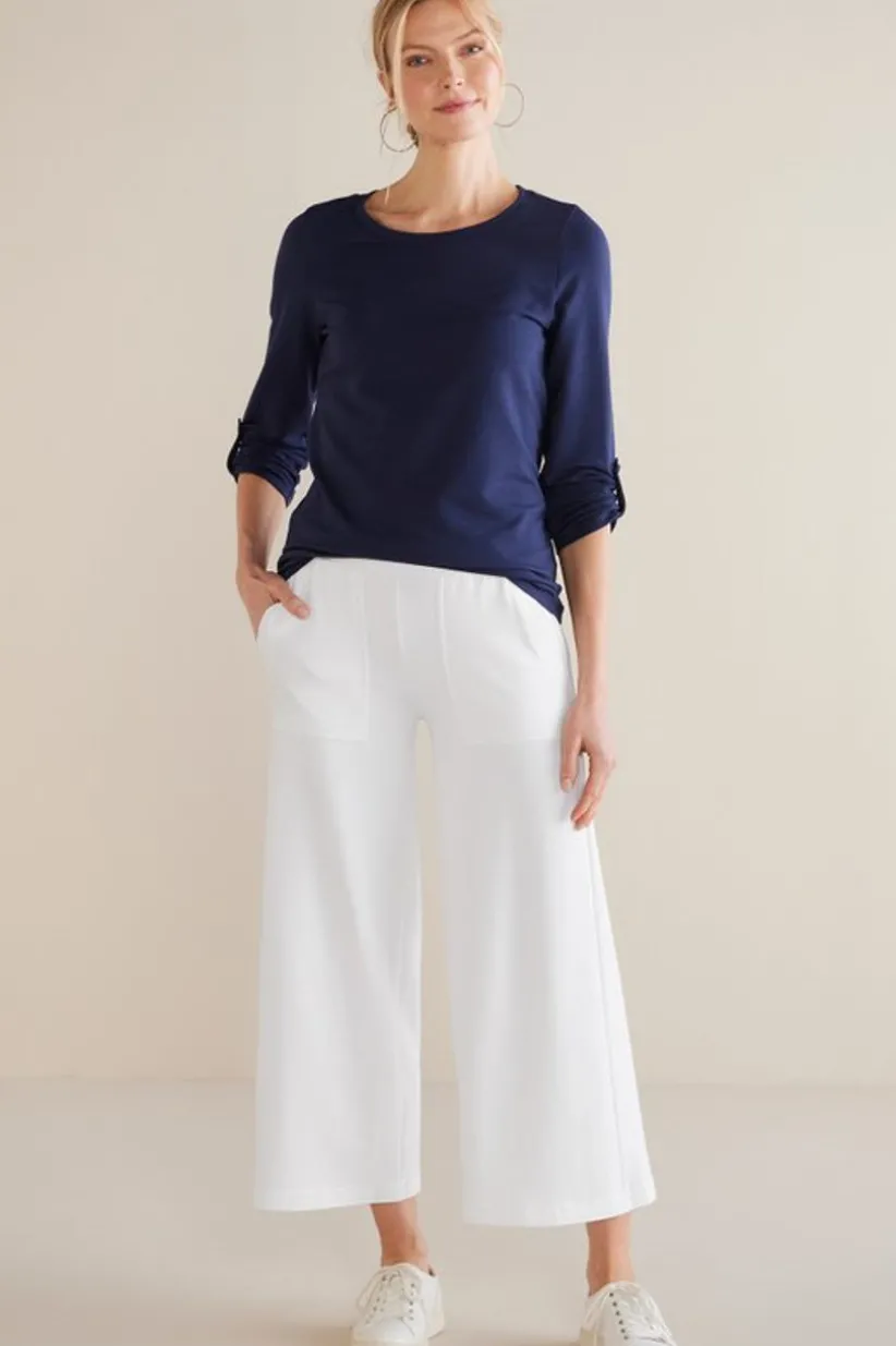 Soft Surroundings Fina French Terry Crop Pants Navy New