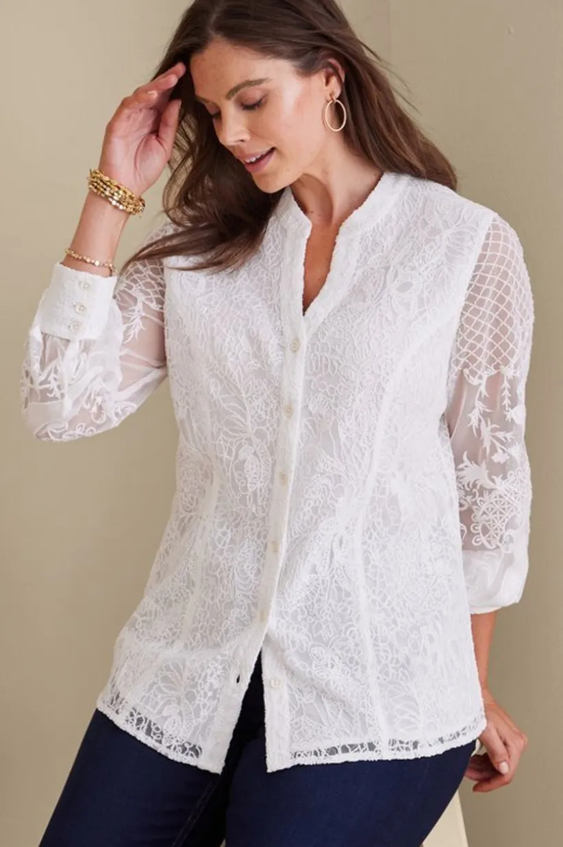Soft Surroundings Fiori Top IvoryPearl Cheap