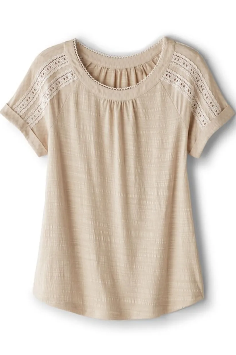 Soft Surroundings Halle Short Sleeve Top LightTaupe Cheap