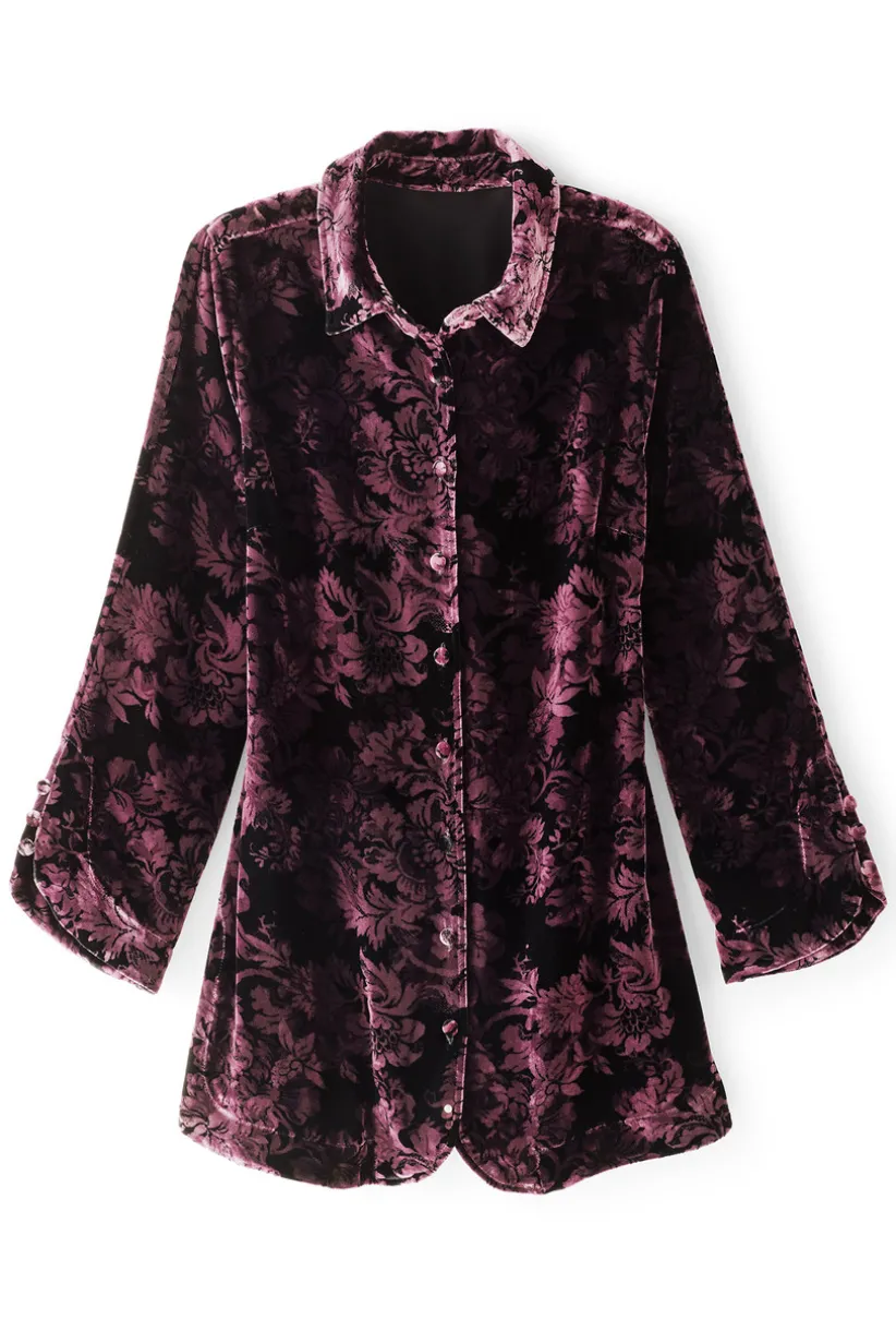 Soft Surroundings Icon Silk Velvet Poets Tunic Shirt Best Sale