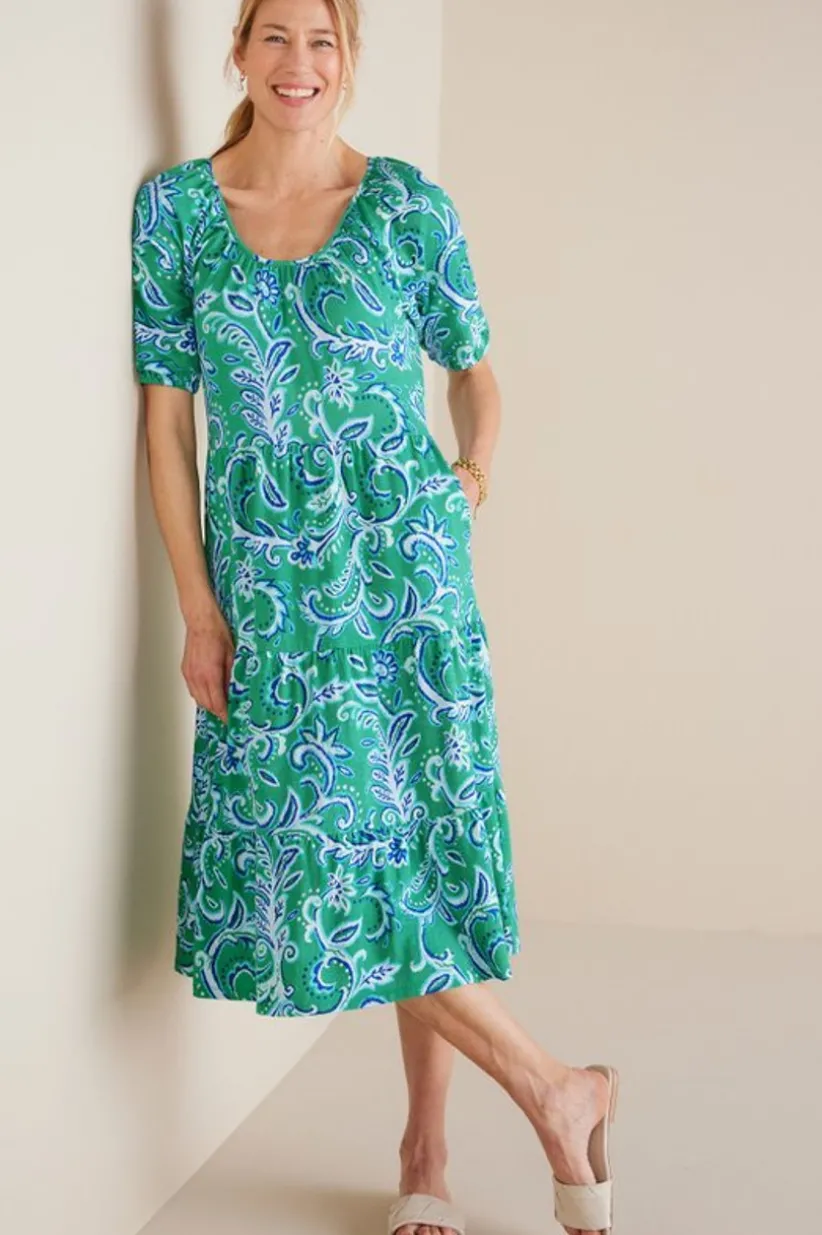 Soft Surroundings Ilana Midi Dress GreenLeafIkat Flash Sale