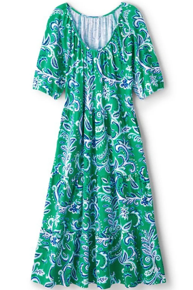 Soft Surroundings Ilana Midi Dress GreenLeafIkat Flash Sale