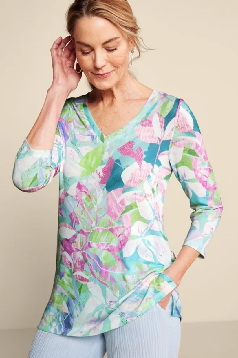 Soft Surroundings Iris 3/4 Sleeve Tunic TropicalMulti Discount