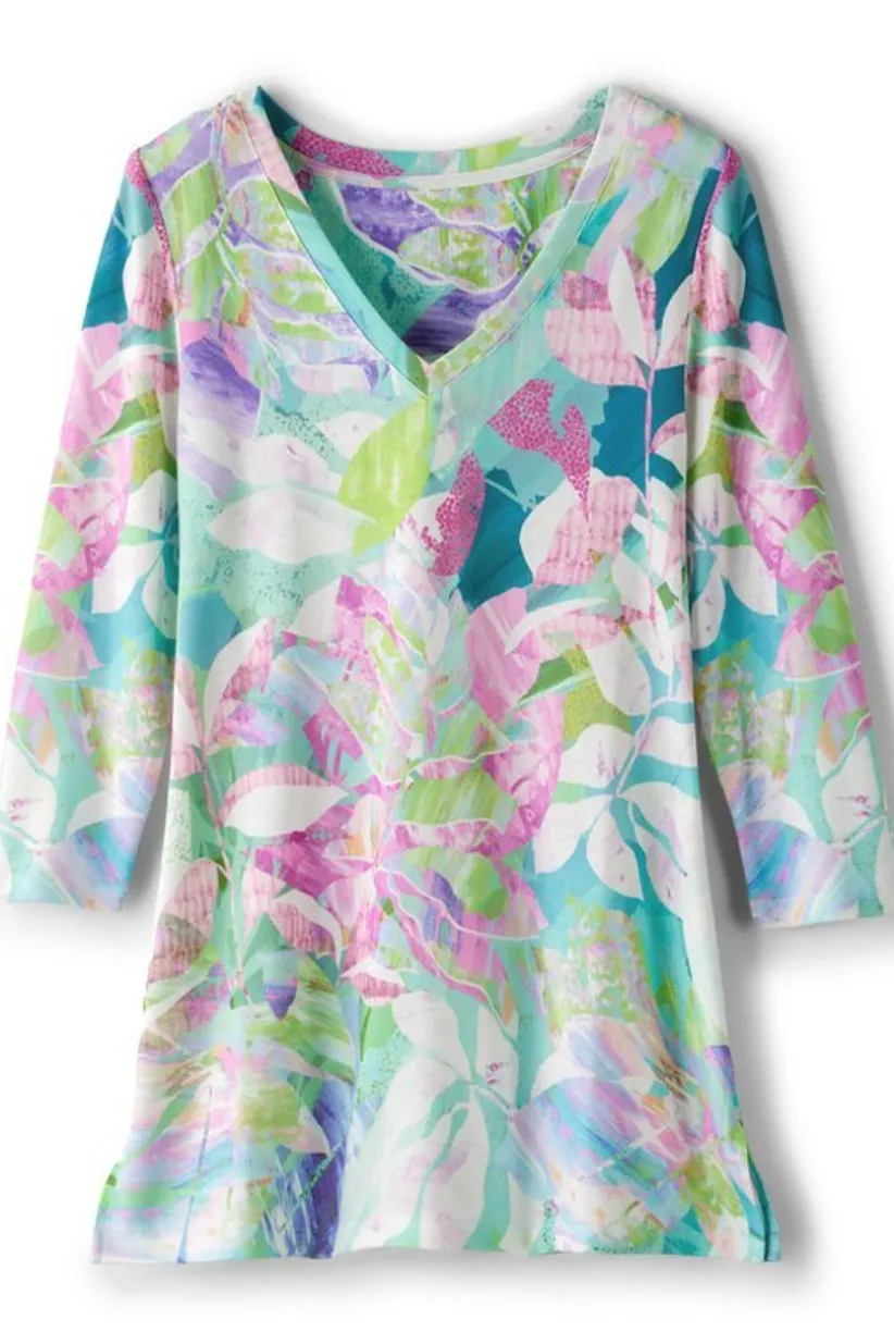 Soft Surroundings Iris 3/4 Sleeve Tunic TropicalMulti Discount