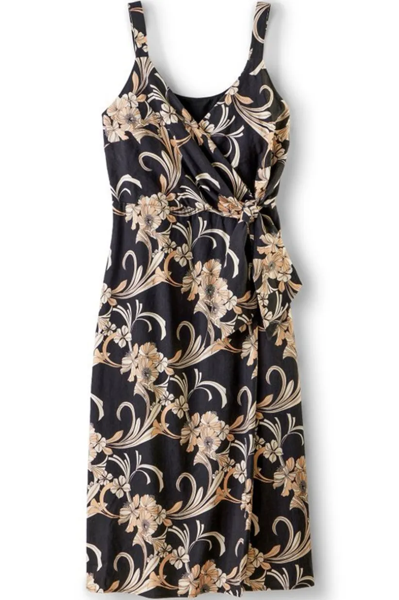 Soft Surroundings Isla Stretch Linen Midi Dress GoldenBotanicals Cheap