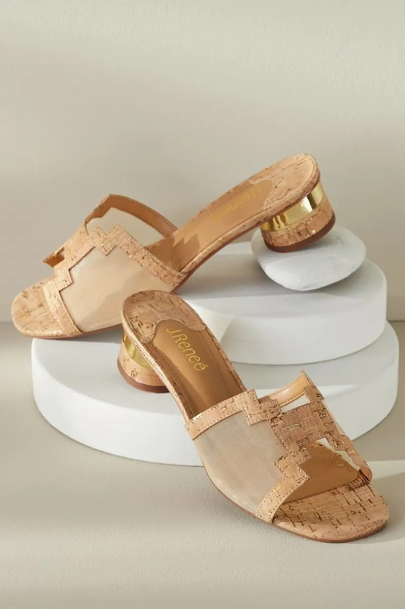 Soft Surroundings J. Renee Amorra Mesh Slide Cork/Gold Outlet