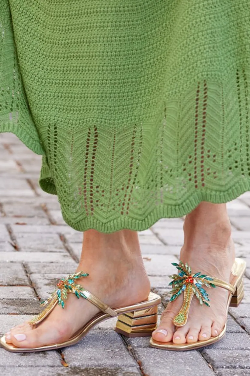Soft Surroundings J. Renee Palmy Slide Sandal Gold/Multi Clearance