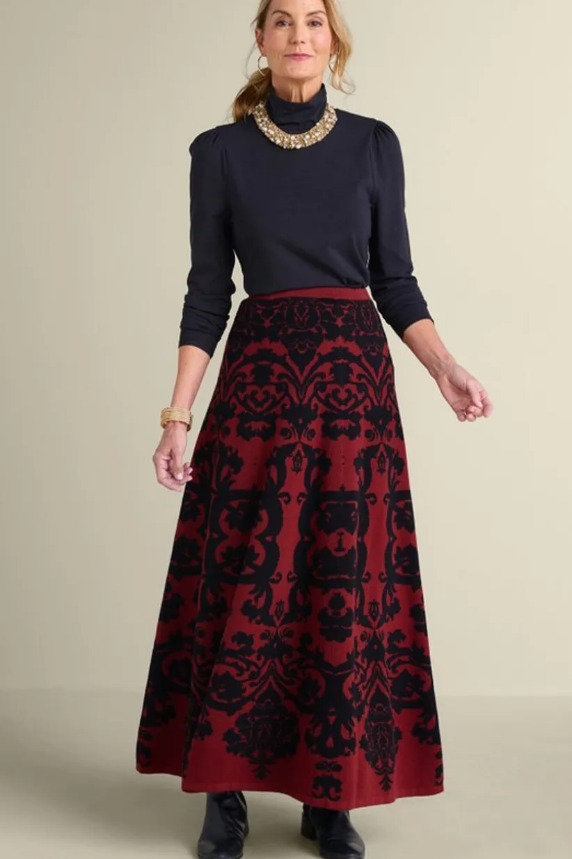 Soft Surroundings Jacobean Sweater Skirt RedBaroque Online