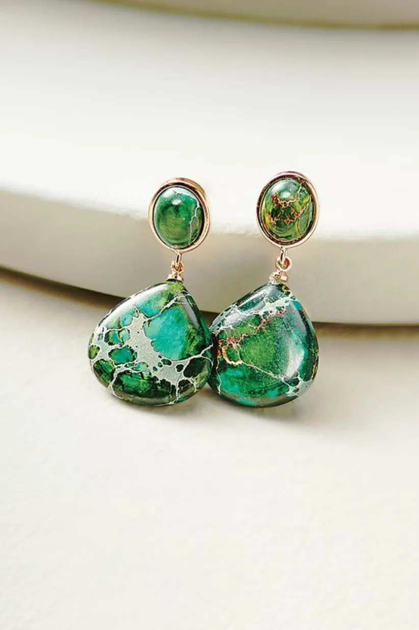 Soft Surroundings Jayda Drop Earrings Green Cheap