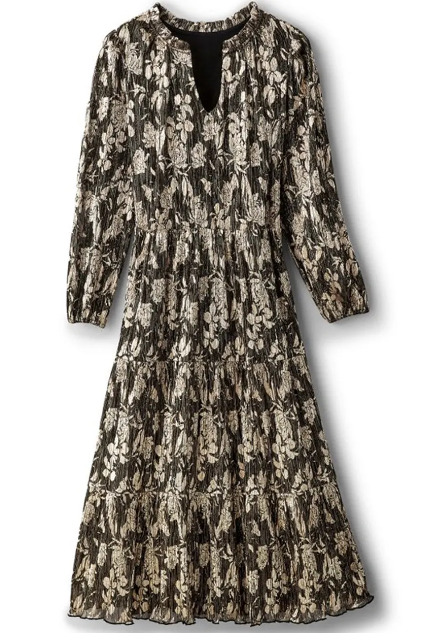 Soft Surroundings Jobelle Shimmer Midi Dress FoilGarden Flash Sale