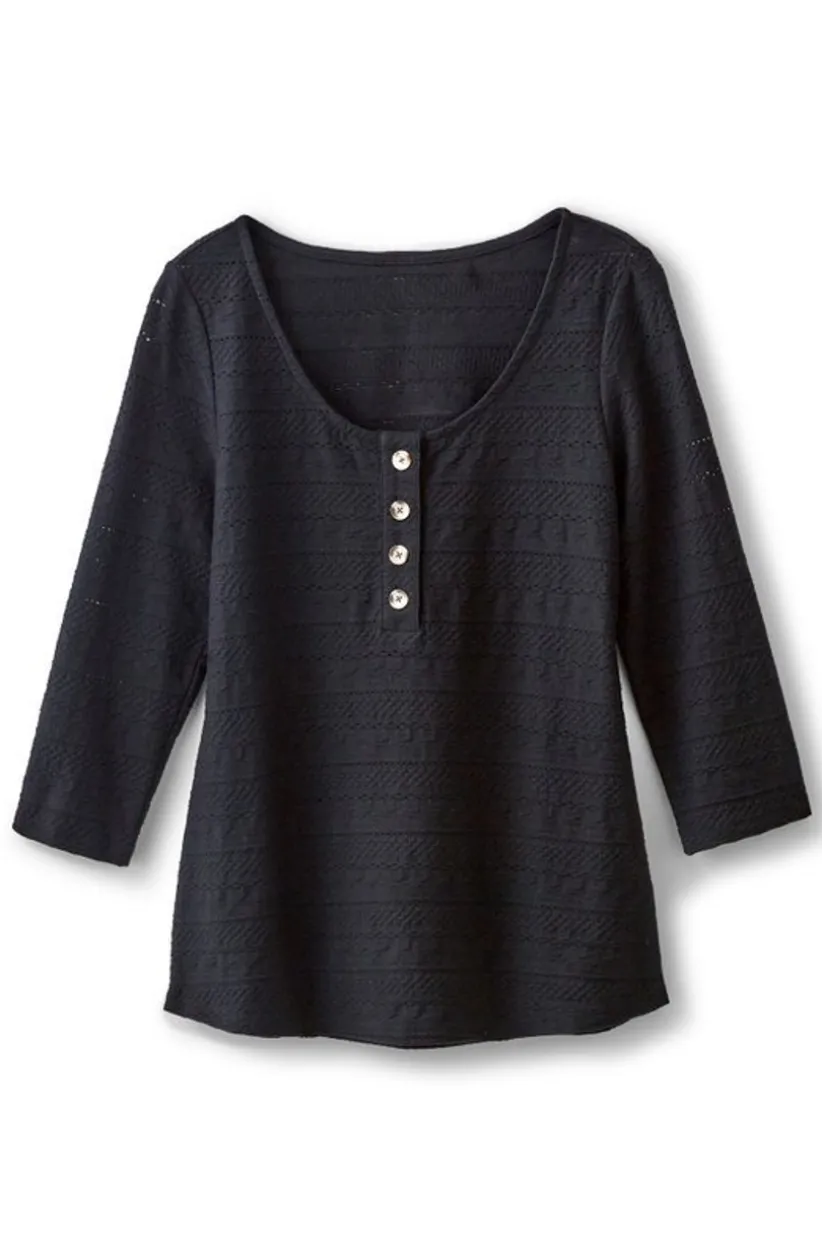 Soft Surroundings Jude Textured Top Black Clearance