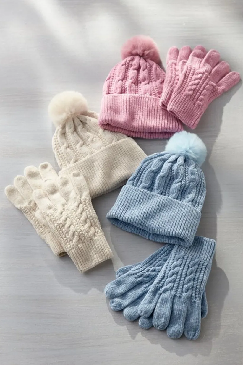 Soft Surroundings Jules Chenille Hat & Gloves Set Outlet