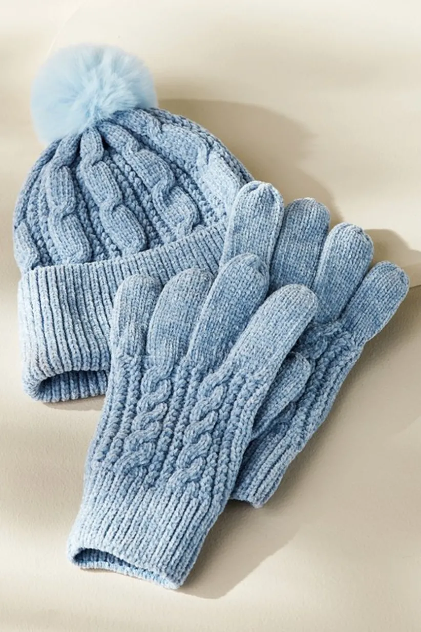 Soft Surroundings Jules Chenille Hat & Gloves Set Outlet
