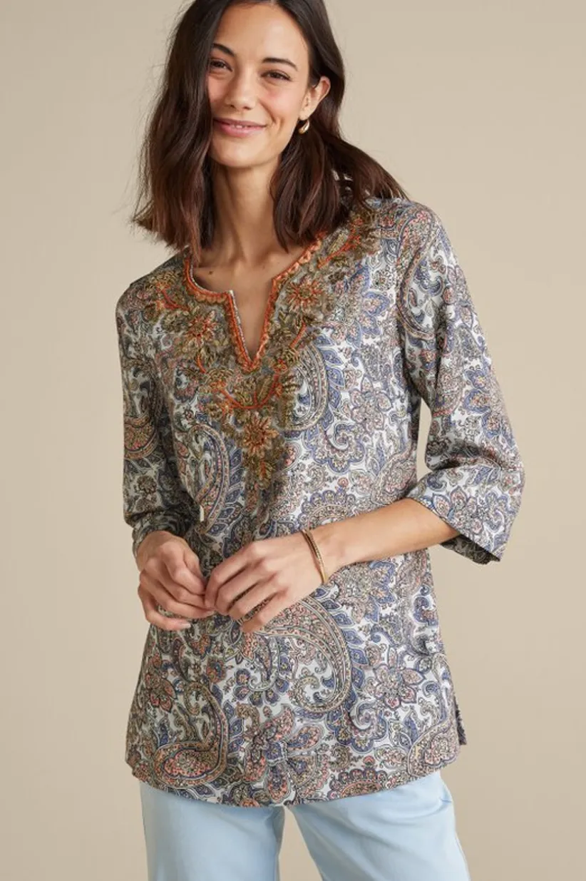 Soft Surroundings Kaimana Embellished Tunic SpringPaisley Flash Sale