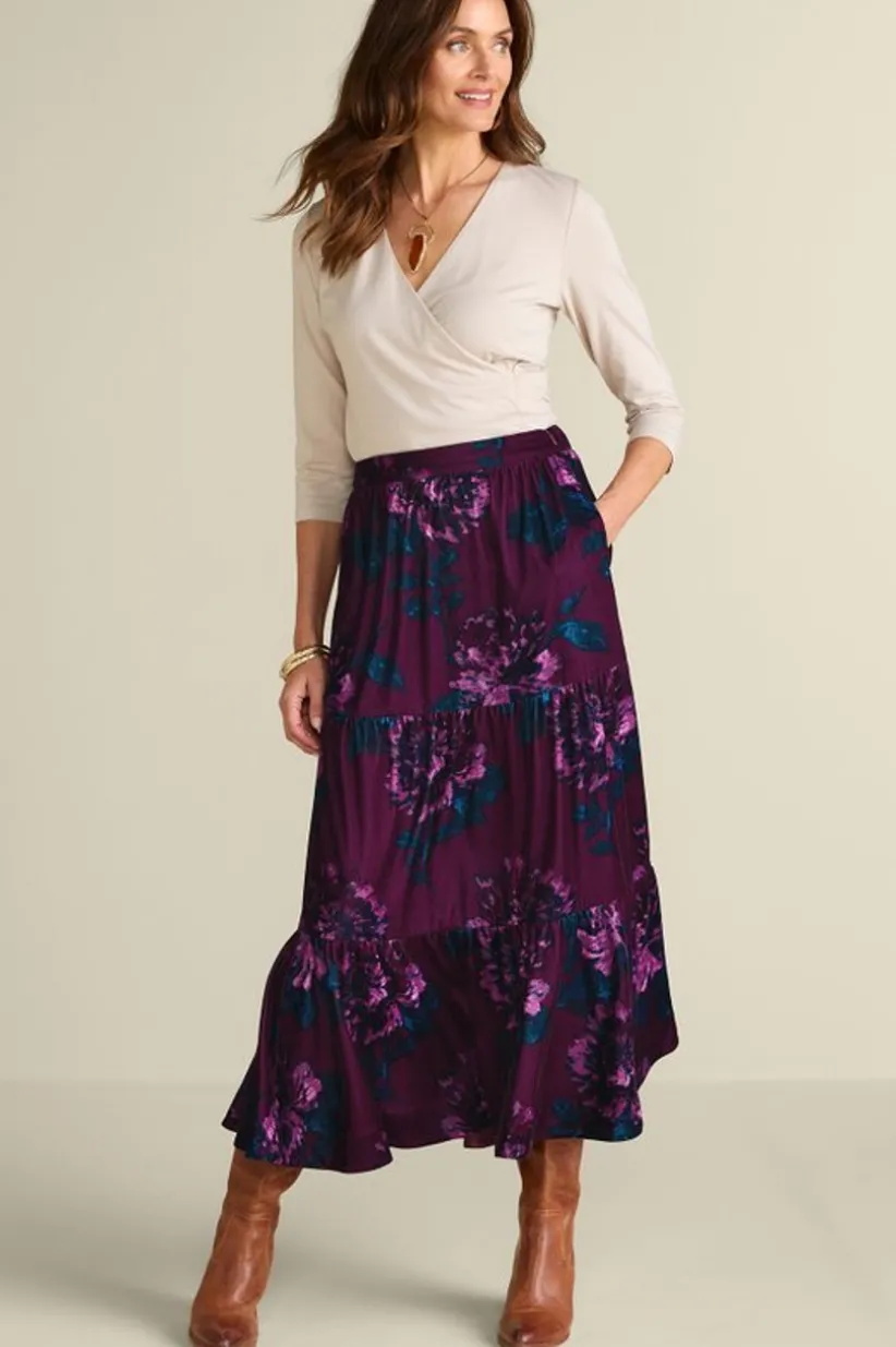 Soft Surroundings Kara Velvet Skirt BordeauxBloom Sale