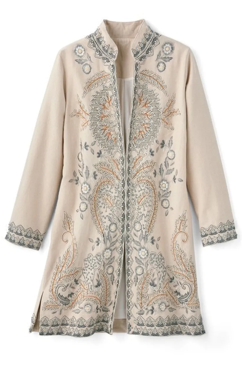 Soft Surroundings Kerala Embellished Natural Jacket NaturalSeed Store