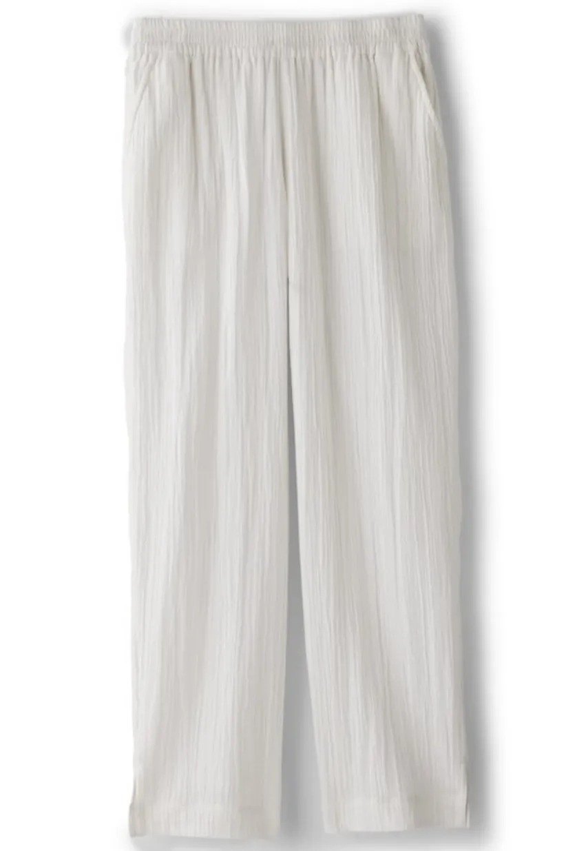 Soft Surroundings Khulani Straight Leg Gauze Crop Pants Navy Discount