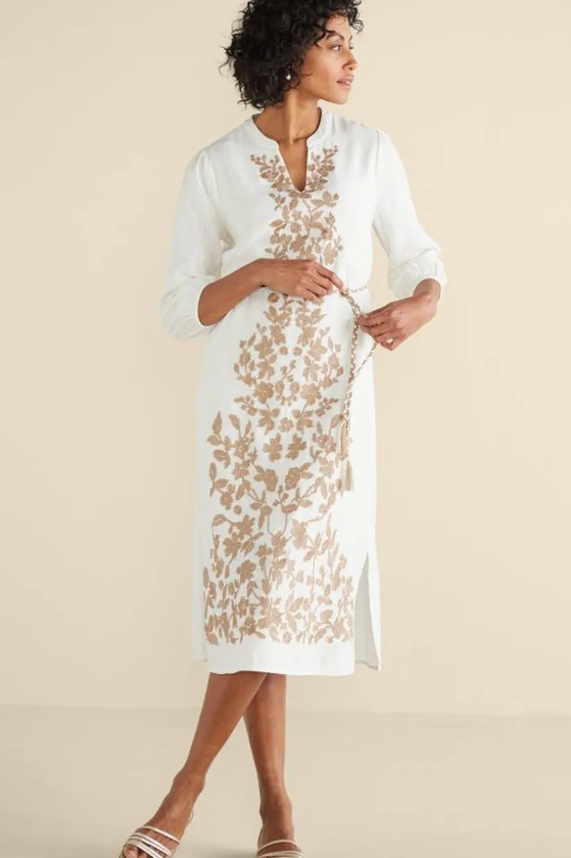 Soft Surroundings Kimora Embroidered Midi Dress IvoryPearl Cheap
