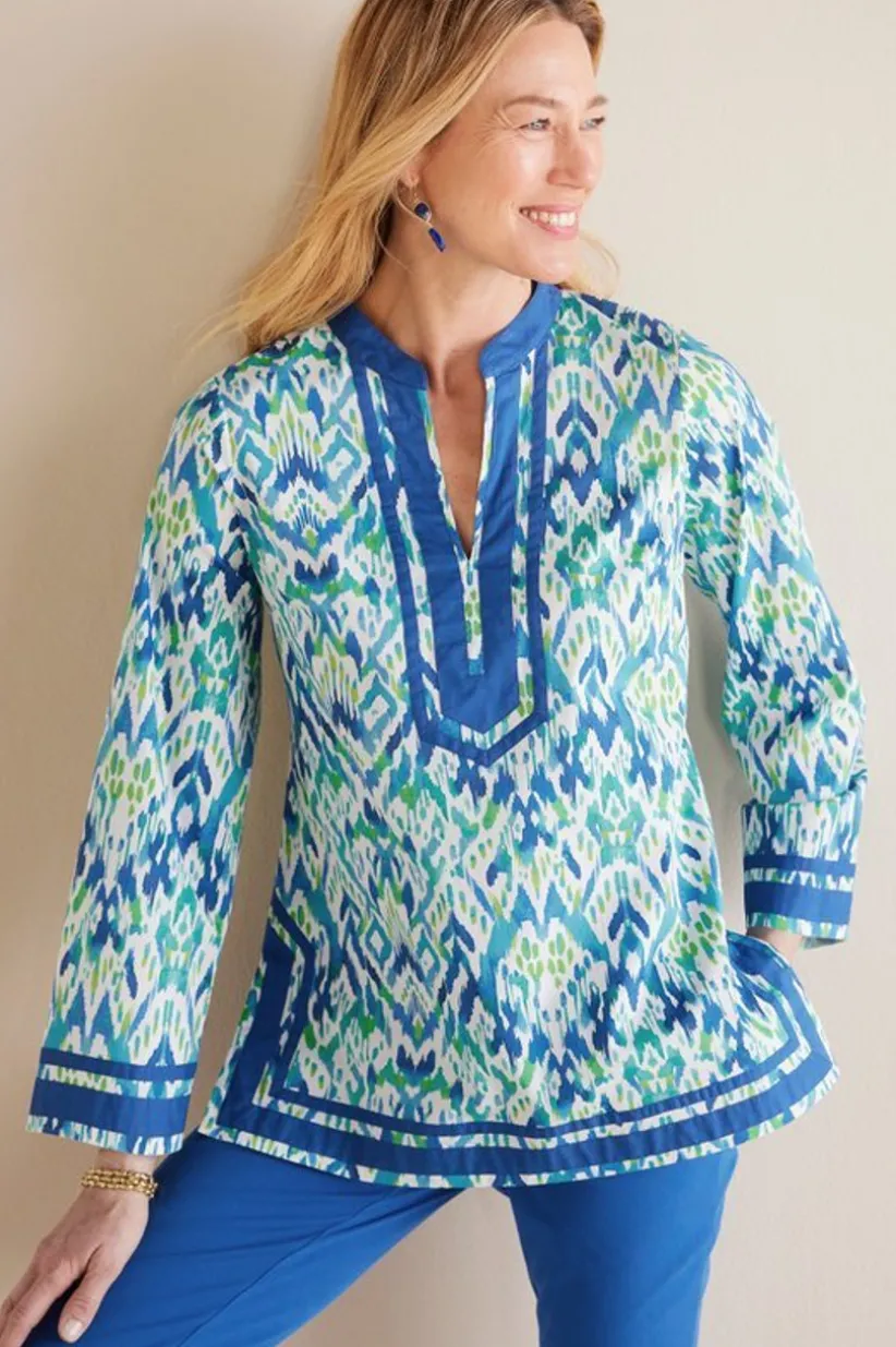 Soft Surroundings Kirti Ikat Tunic Green/TealIkat Cheap