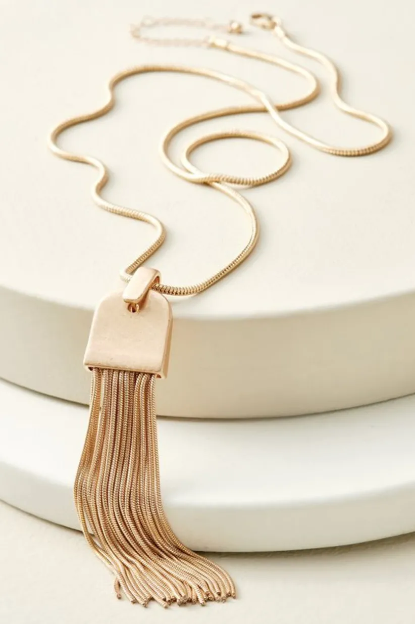 Soft Surroundings Laurana Tassel Necklace Gold Hot