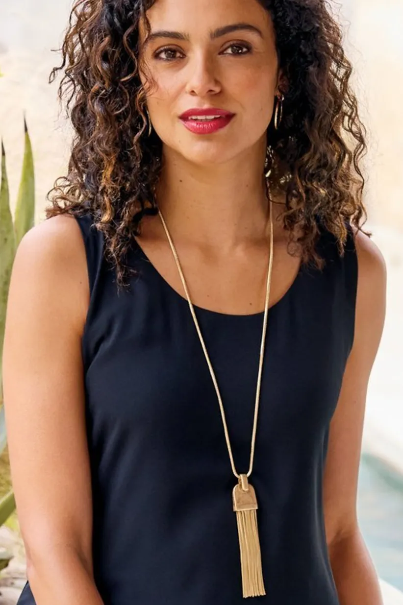 Soft Surroundings Laurana Tassel Necklace Gold Hot