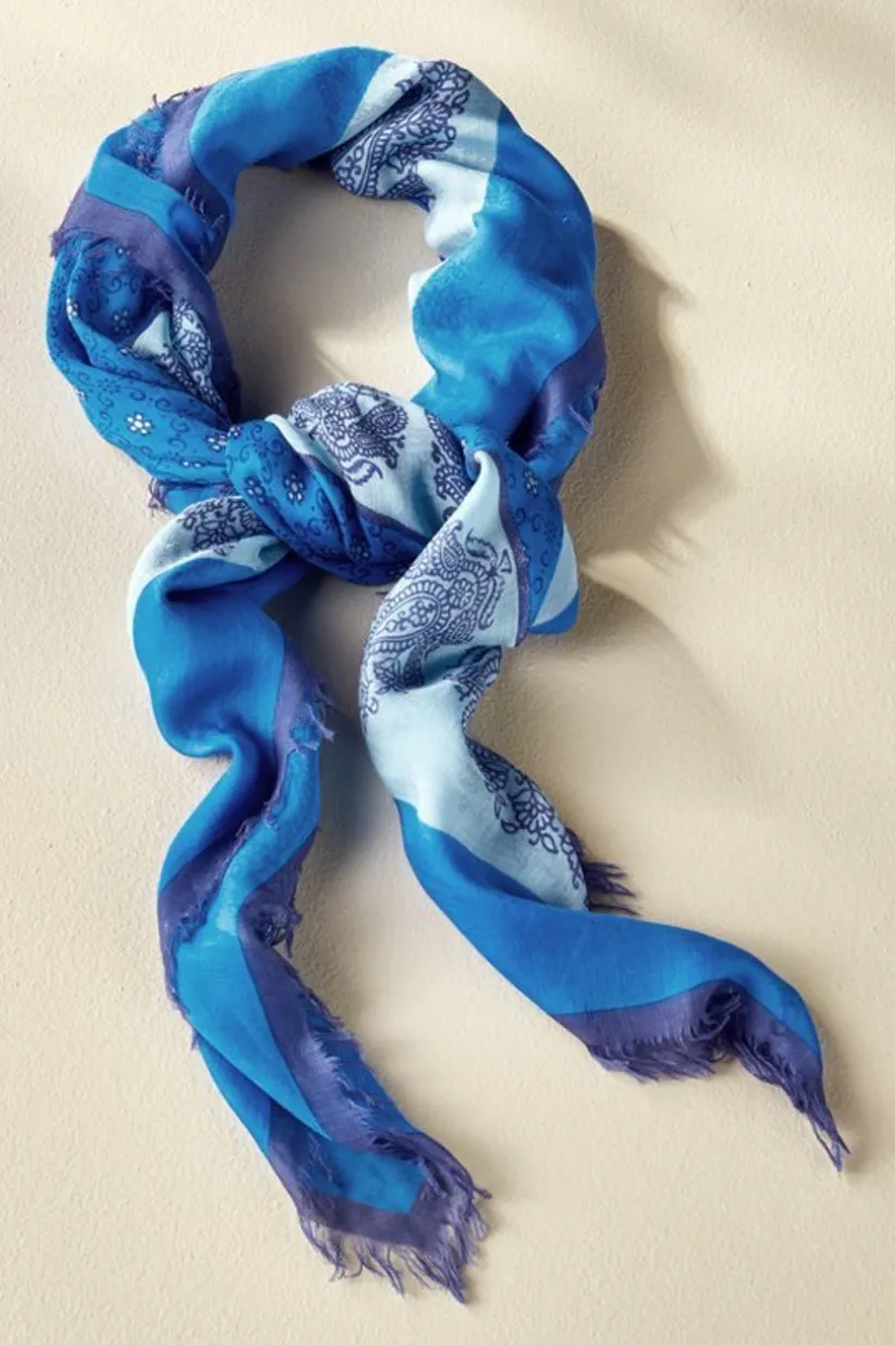Soft Surroundings Livie Square Scarf BlueMulti Online