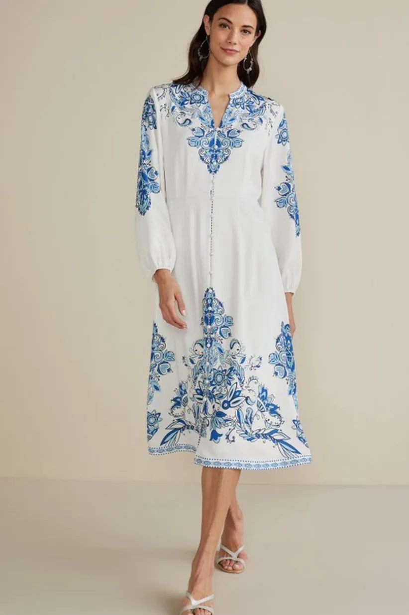 Soft Surroundings Louise Midi Dress PerissaScarf Flash Sale