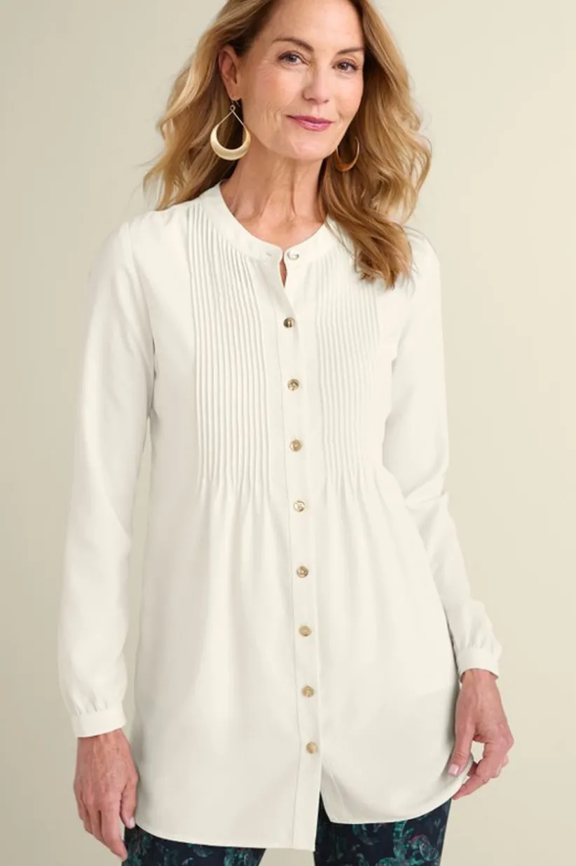 Soft Surroundings Makara Button Tunic IvoryPearl Cheap