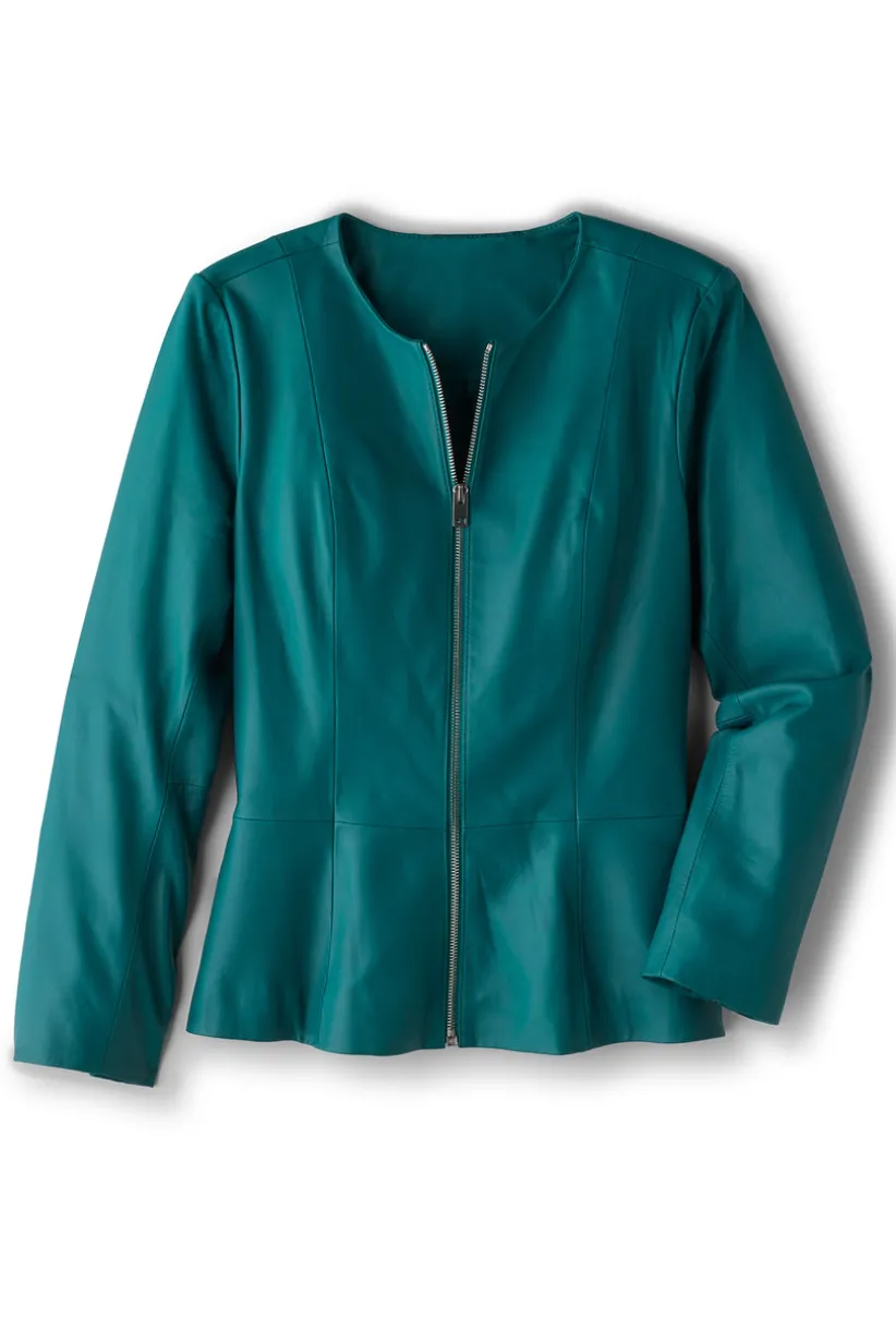Soft Surroundings Marfa Leather Jacket DeepLagoon Outlet