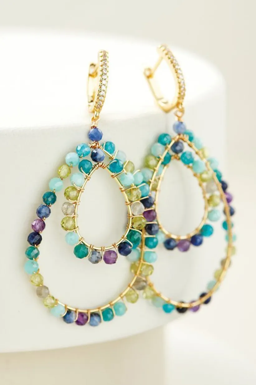 Soft Surroundings Mimi Beaded Hoop Earrings BlueMulti Shop