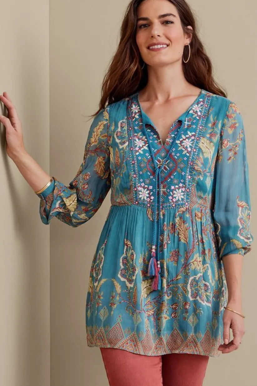 Soft Surroundings Mirapani Tunic AyalettaBlue Cheap