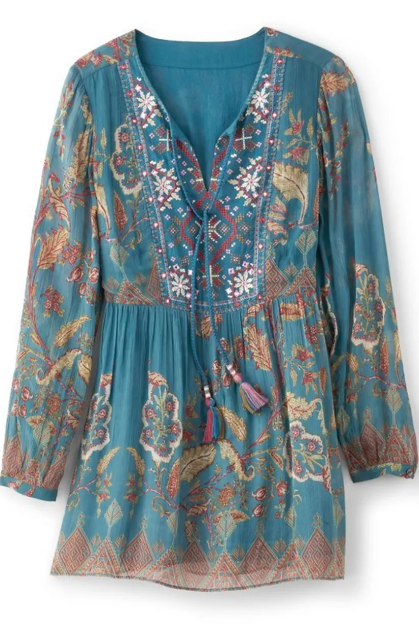Soft Surroundings Mirapani Tunic AyalettaBlue Cheap