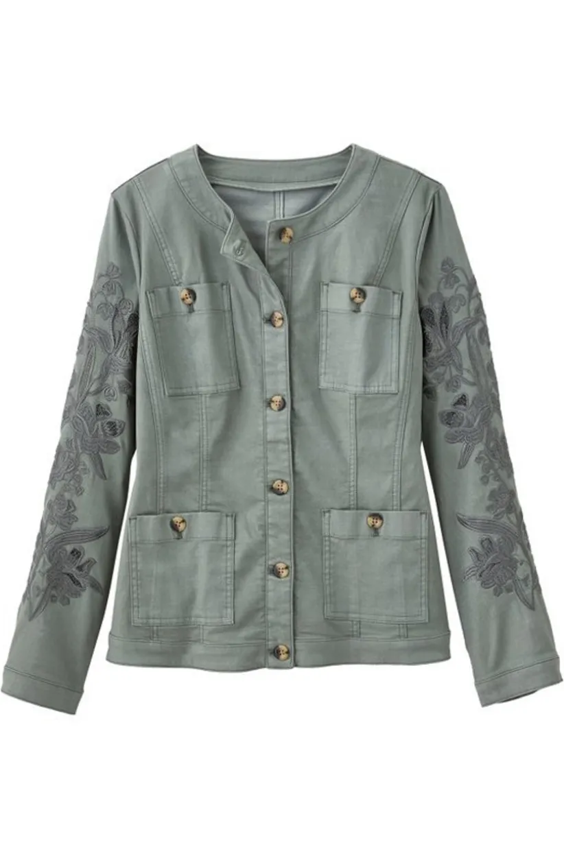 Soft Surroundings Monterey Utility Jacket AgaveGreen New