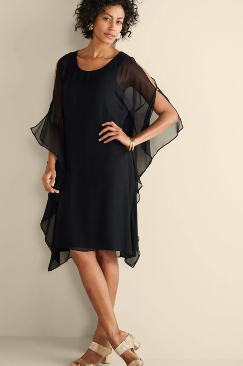 Soft Surroundings Morlaix Silk Dress Black New
