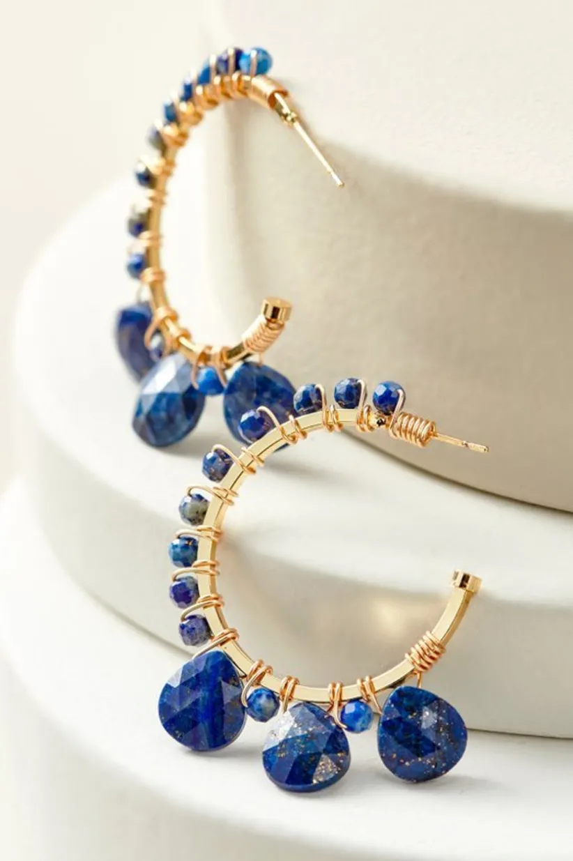 Soft Surroundings Odeta Hoop Earrings Lapis Best Sale