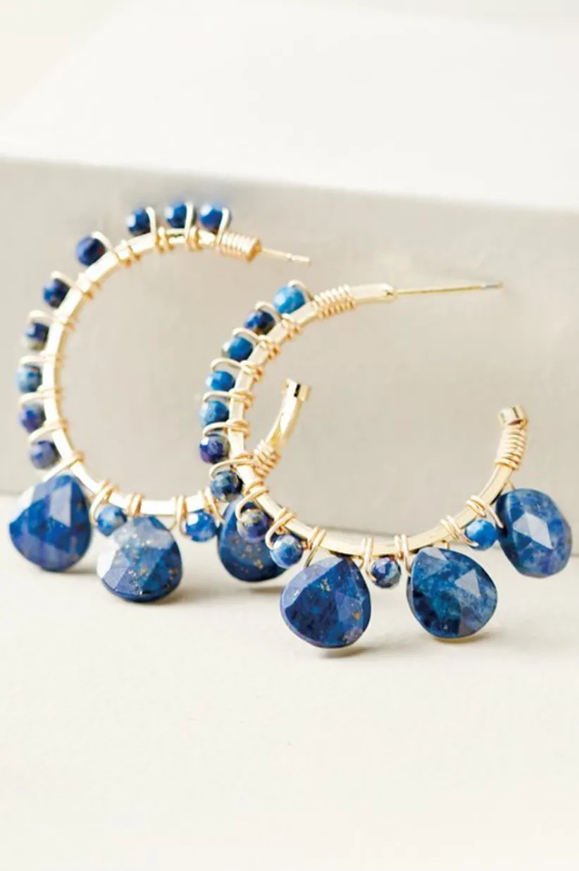 Soft Surroundings Odeta Hoop Earrings Lapis Best Sale