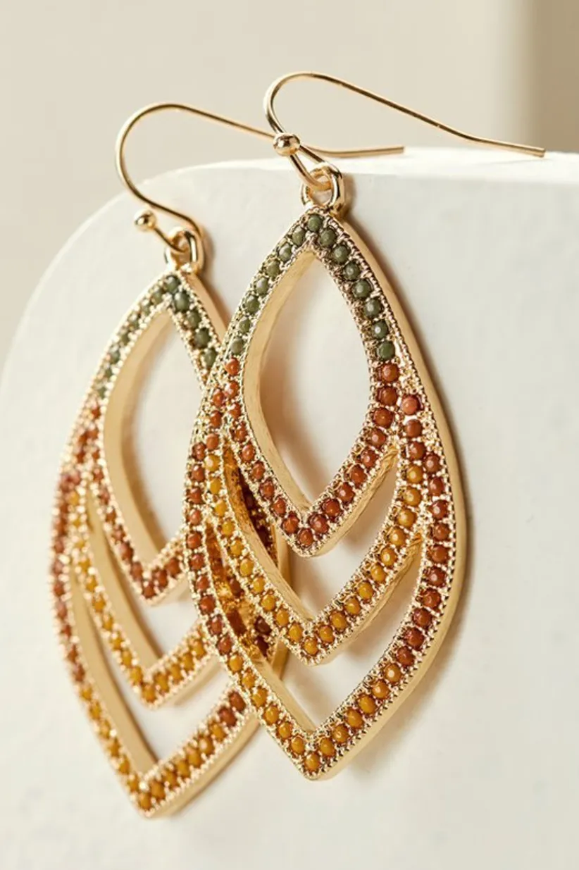 Soft Surroundings Pluma Drop Earrings Green/BrownMulti Clearance