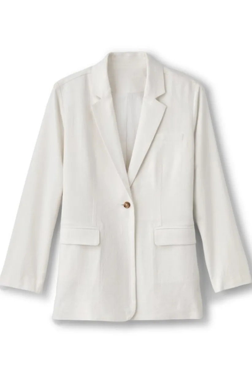 Soft Surroundings Portofino Linen Blend Boyfriend Blazer Lime Online