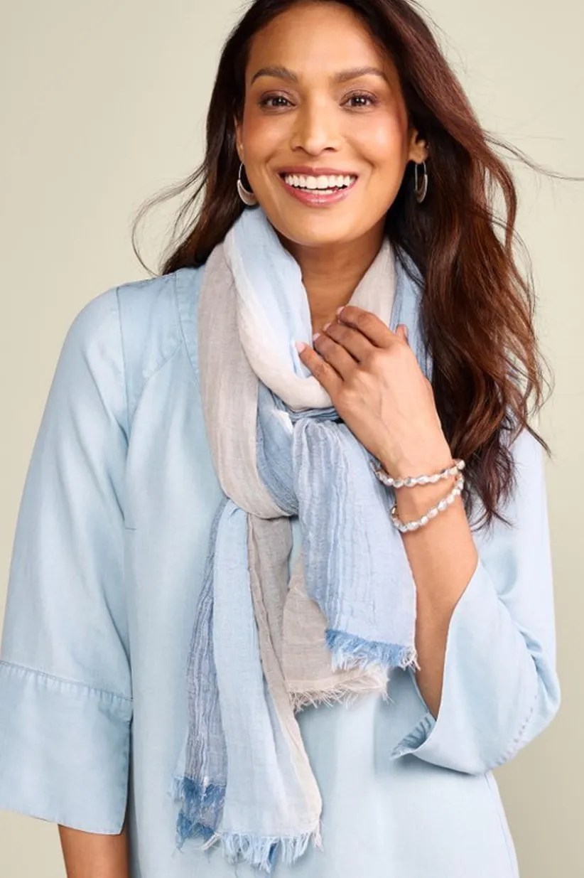 Soft Surroundings Raia Stripe Scarf VintageBlueMulti Outlet