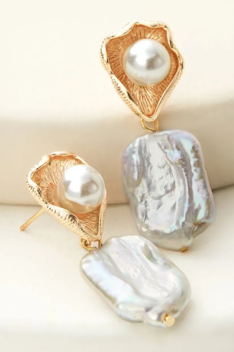 Soft Surroundings Rita Pearl Drop Earrings Pearl/Gold Flash Sale