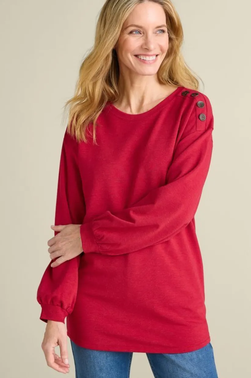 Soft Surroundings Siesta Soft Button Shoulder Tunic LipstickHeather Discount