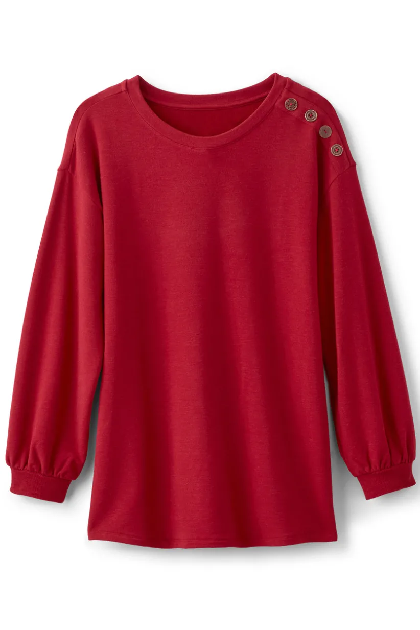 Soft Surroundings Siesta Soft Button Shoulder Tunic LipstickHeather Discount