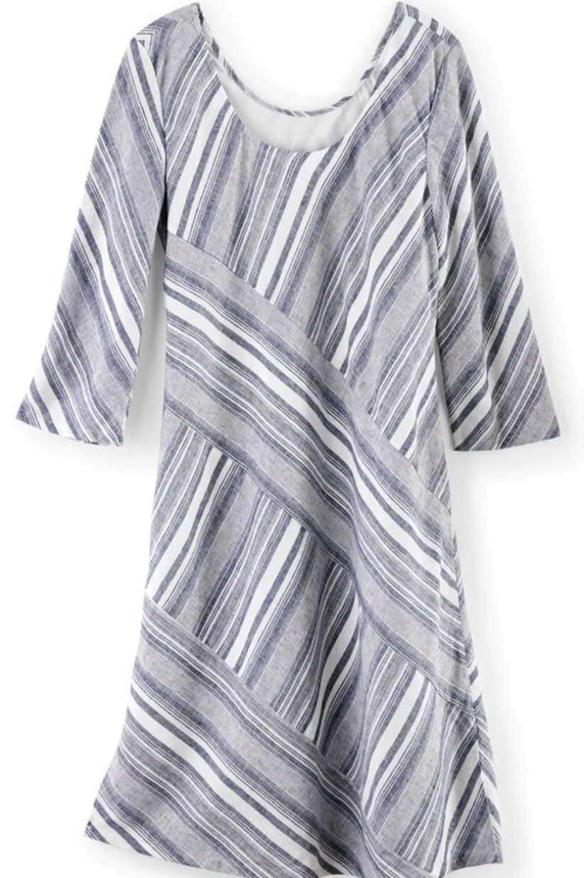 Soft Surroundings Sonya Linen Dress White/Blue Online